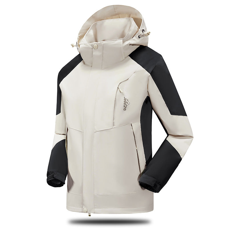 Herren Wind- und Wasserabweisende Trekkingjacke mit verstellbarer Kapuze und Brustreißverschluss EB