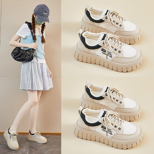 Damen Sportliche Sneakers mit atmungsaktiver Mesh-Oberfläche und rutschfester Gummisohle EB