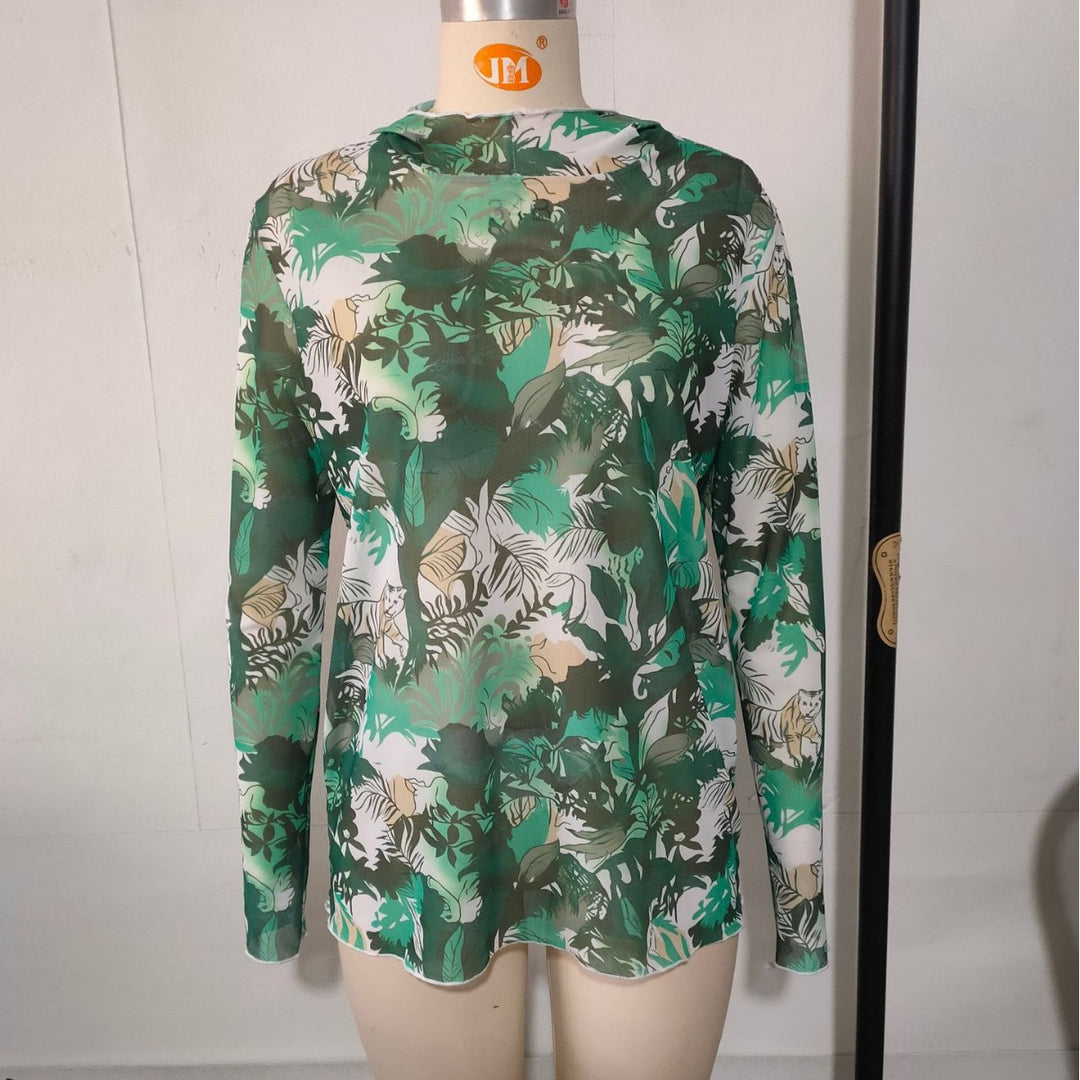 Herren Langarm-Badeoberteil mit floralem Design EB