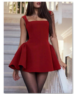 Damen Kurzärmeliges Kleid mit weitem Rock EB