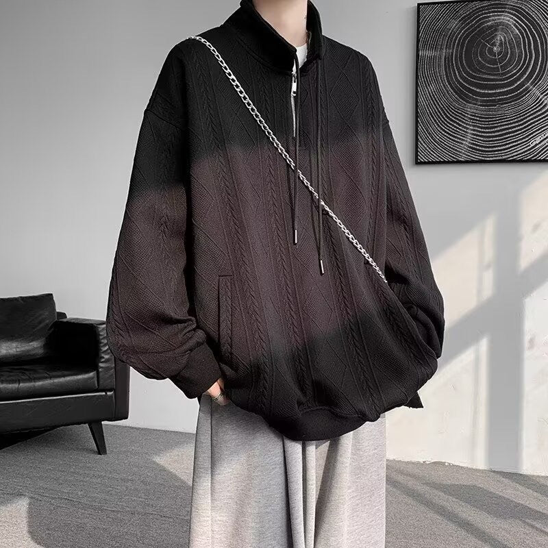 Damen lässiger Pullover mit modernem Stehkragen und Ringelzug EB