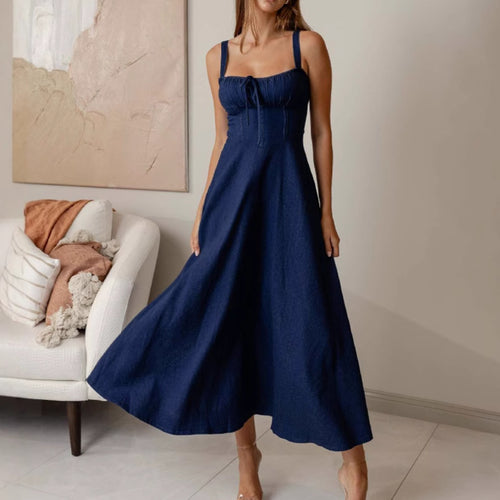 Damen Maxikleid mit schmeichelhaftem Schnitt und dekorativen Rüschendetails EB