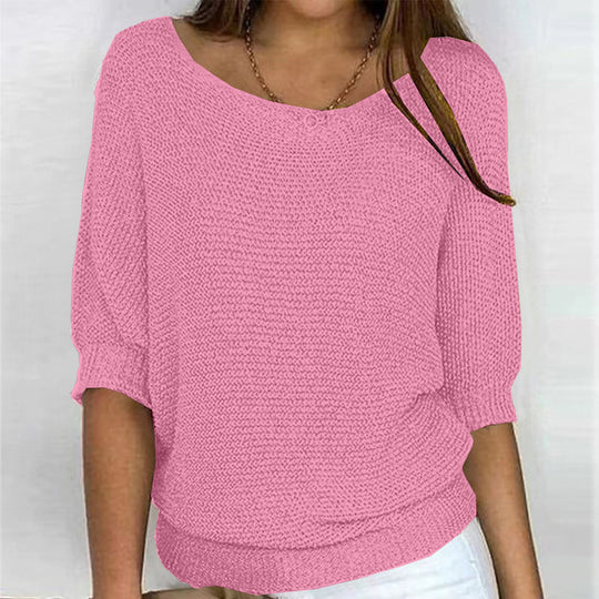 Damen nan legerer kastiger Feinstrickpullover mit weitem Ausschnitt EB