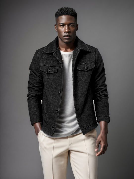 Herren lässige Fleecejacke mit strukturiertem Innenfutter EB