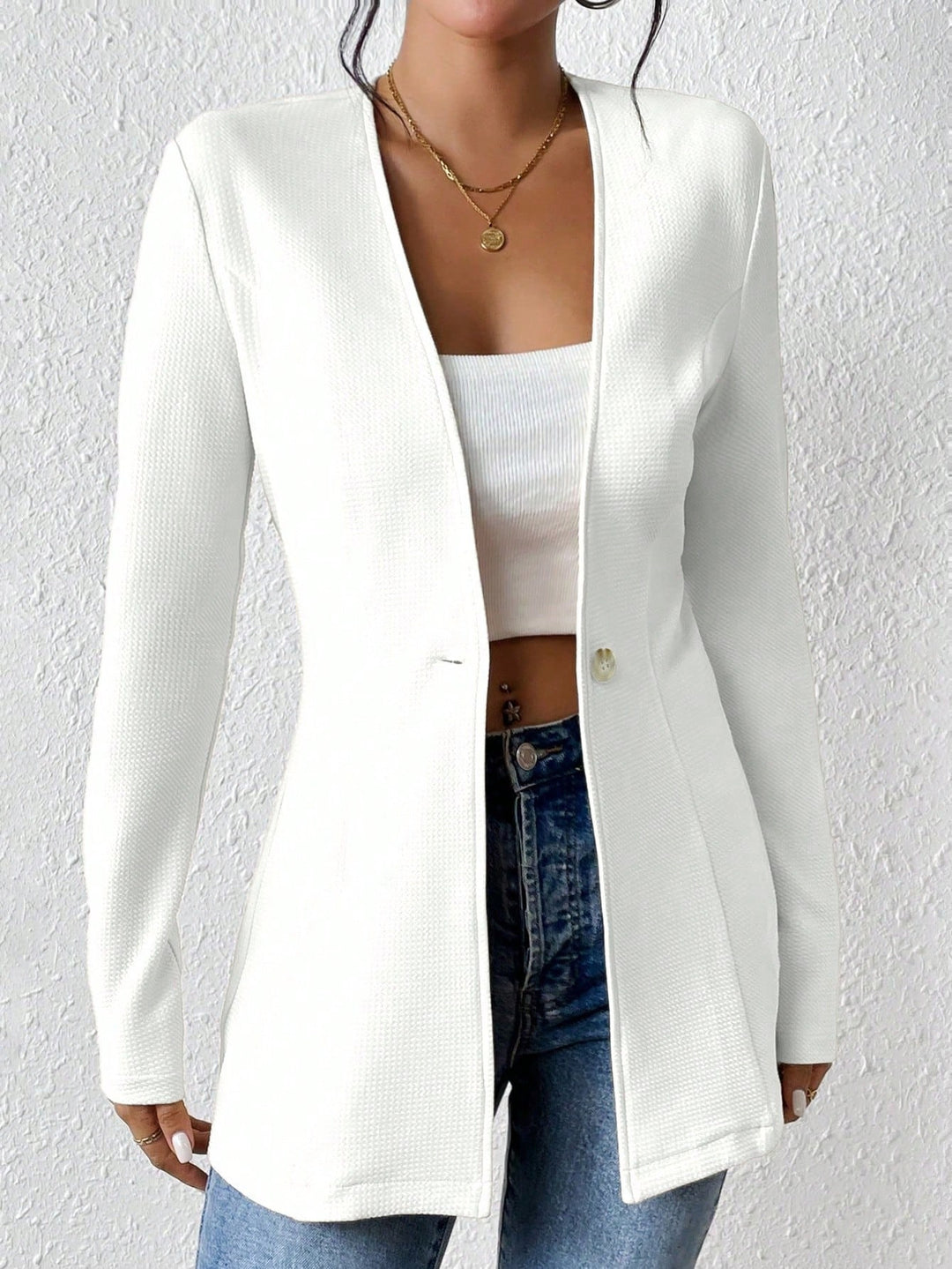 Damen elegante Blazerjacke mit asymmetrischem Schnitt EB