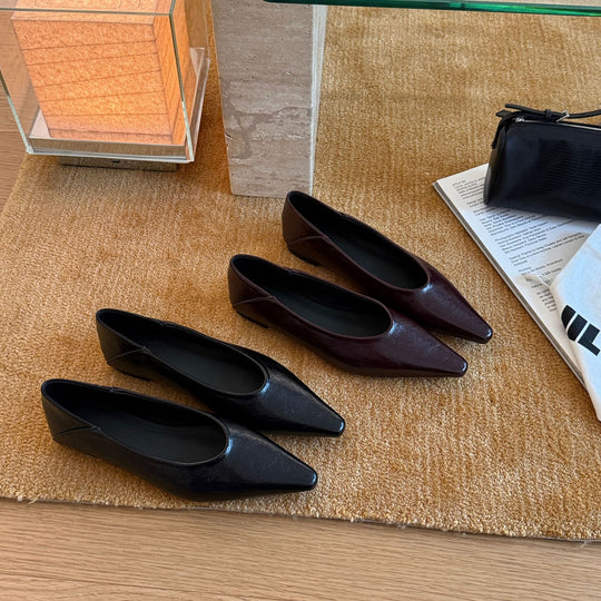 Damen elegante Spitzer Pumps aus Metallic-Leder EB