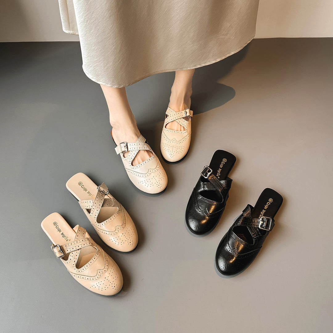 Damen modische Slipper mit elegantem Riemchen EB