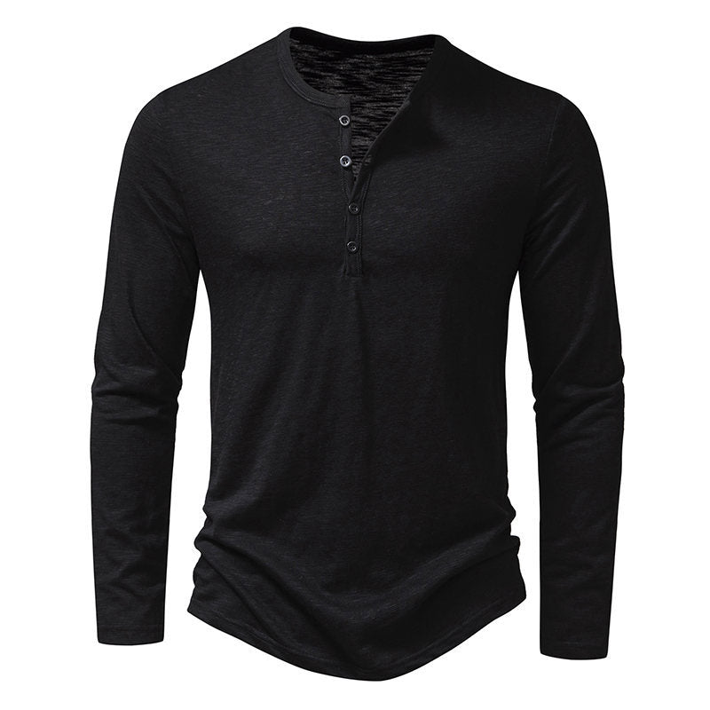 Herren Langarm-Henley-Shirt aus hochwertiger Baumwolle mit modernem Schnitt EB