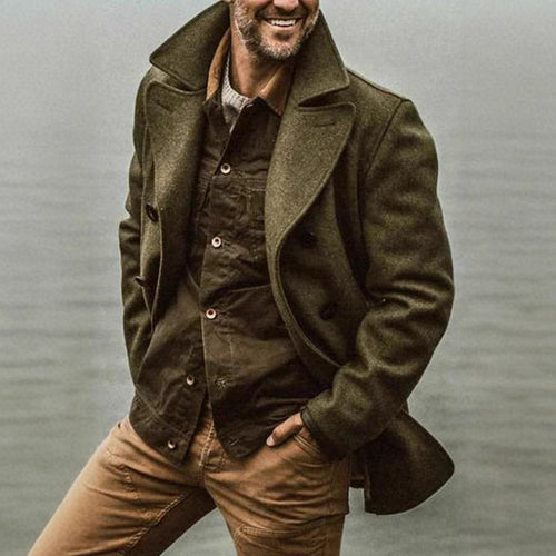 Herren stilvolle Wolljacke im doppelten Schnitt EB