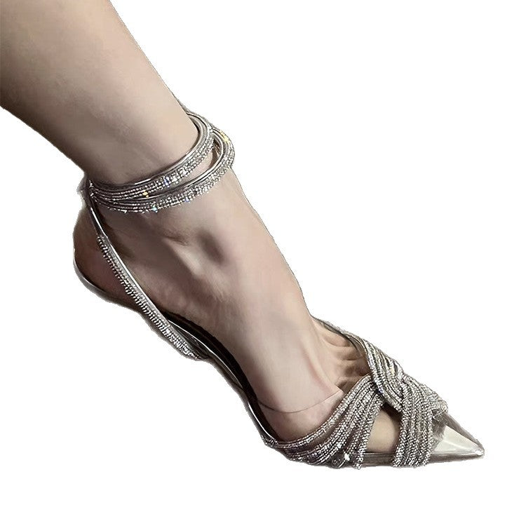 Damen Glamouröse High Heels mit funkelnden Riemchen EB