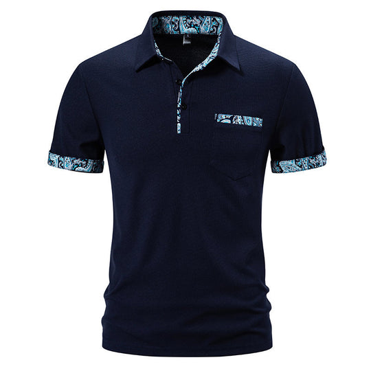 Herren Poloshirt mit kontrastierendem Kragen und praktischer Brusttasche EB