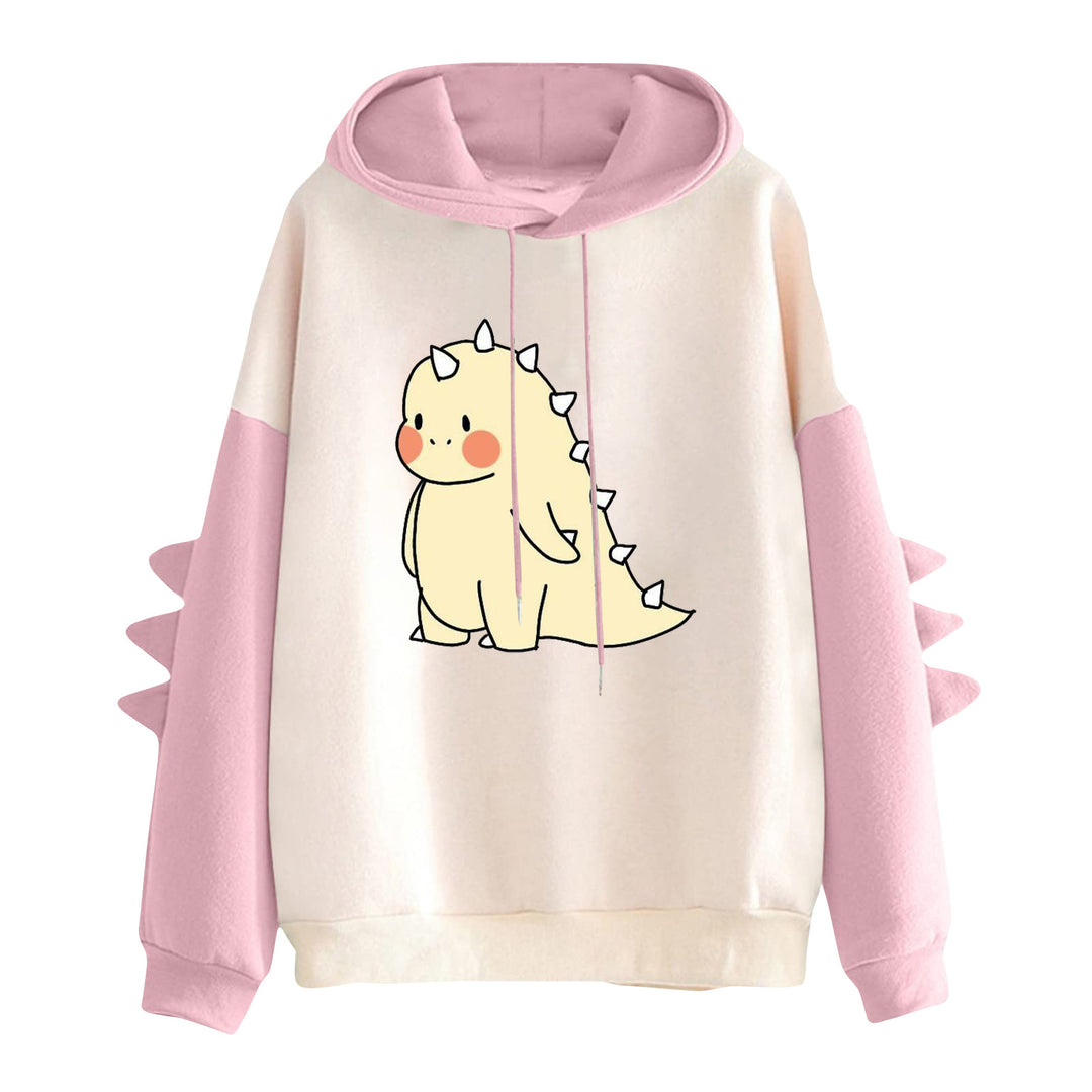 Damen nan Kapuzenpullover mit niedlichem Dinosaurier-Print und dreidimensionalen Ärmeldetails EB