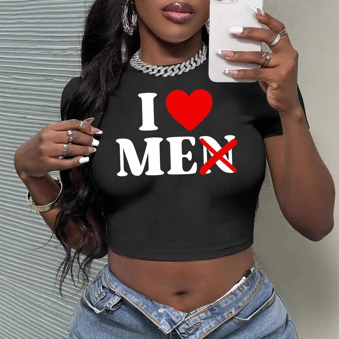 Damen Crop-Top mit künstlerischem Statement-Druck EB