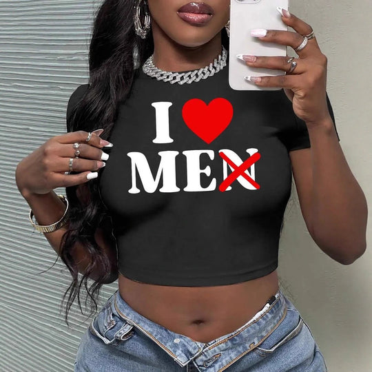 Damen Crop-Top mit künstlerischem Statement-Druck EB