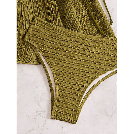 Damen Tankini mit gerafftem Design und seitlichen Bindebändern EB