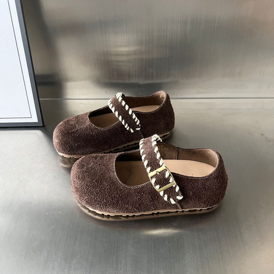 Damen Mokassins mit dekorativer Schnalle und weichem Wildleder EB