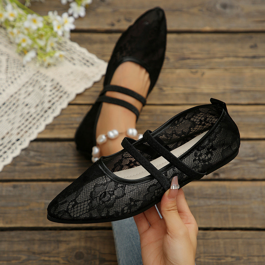 Damen Ballerinas mit elegantem Spitzendesign EB