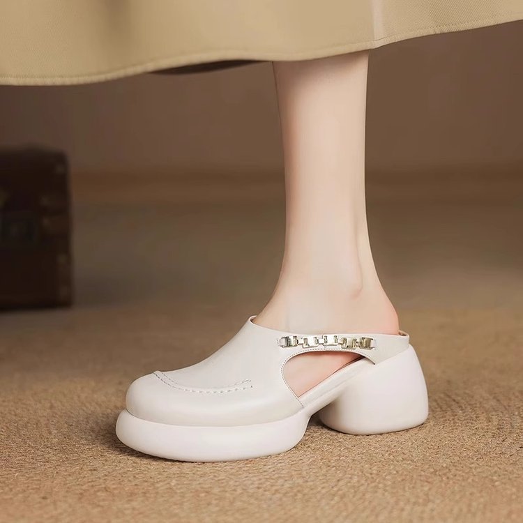 Damen Clogs mit elegantem Riemen und modischem Blockabsatz EB