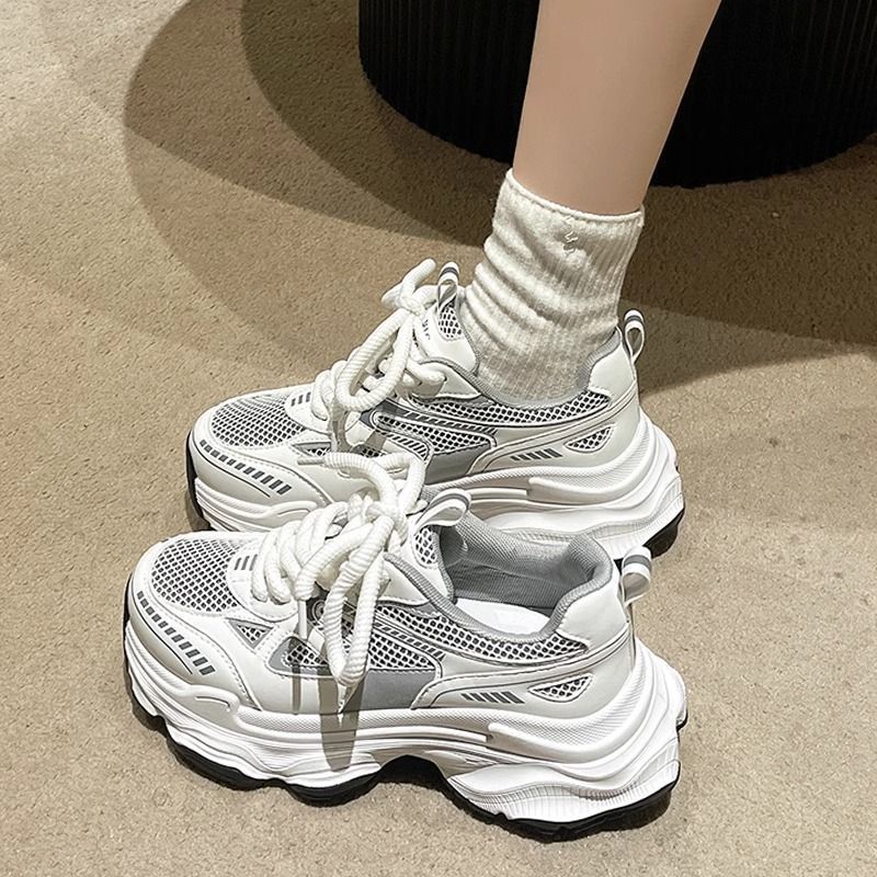 Damen Sportliche Lauf Sneakers mit atmungsaktivem Mesh und modischer Sohle EB
