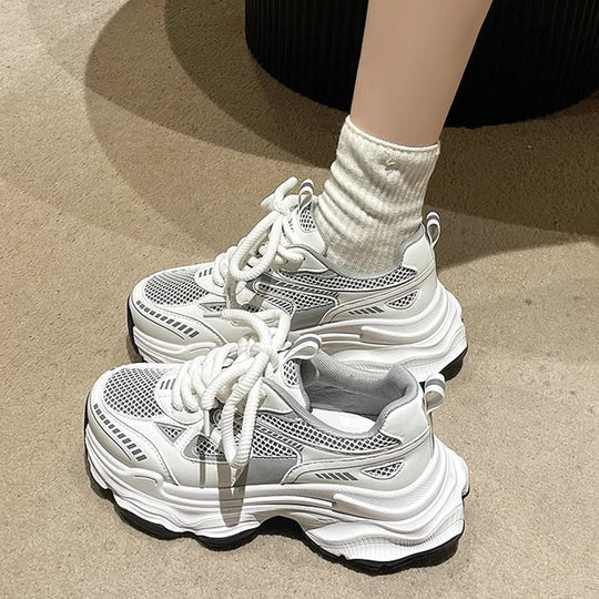 Damen Sportliche Lauf Sneakers mit atmungsaktivem Mesh und modischer Sohle EB