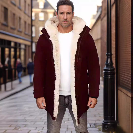 Damen warme Outdoorjacke mit Innenfutter aus Kunstfell und großen Taschen EB