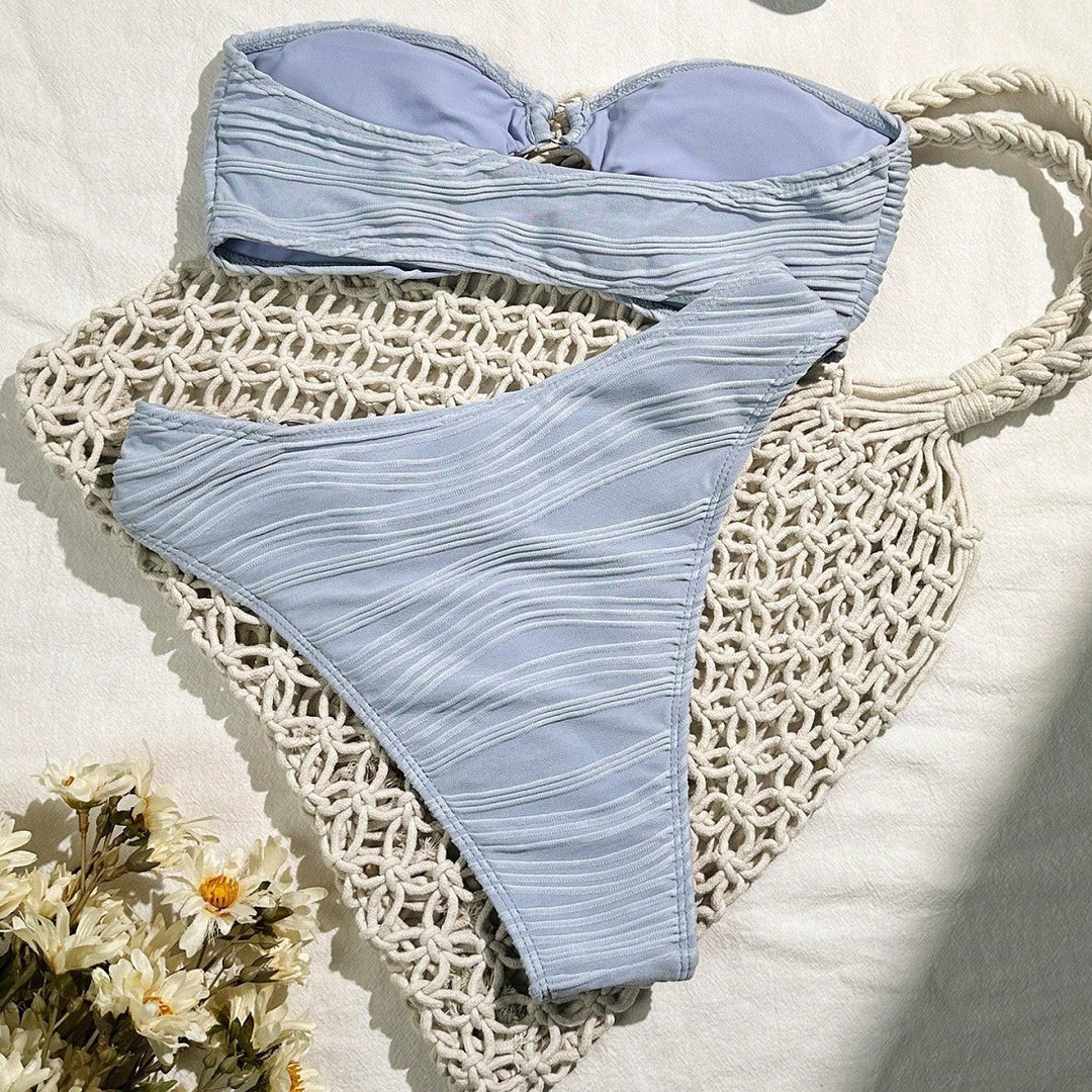 Damen Bandeau-Bikini-Set mit raffinierten Falten EB