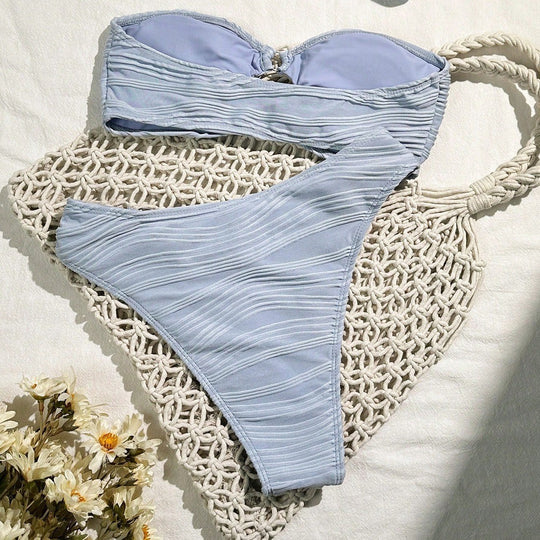 Damen Bandeau-Bikini-Set mit raffinierten Falten EB