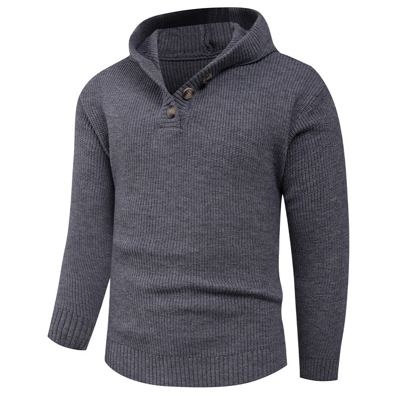 Herren Pullover mit Schalkragen und Holzknöpfen EB