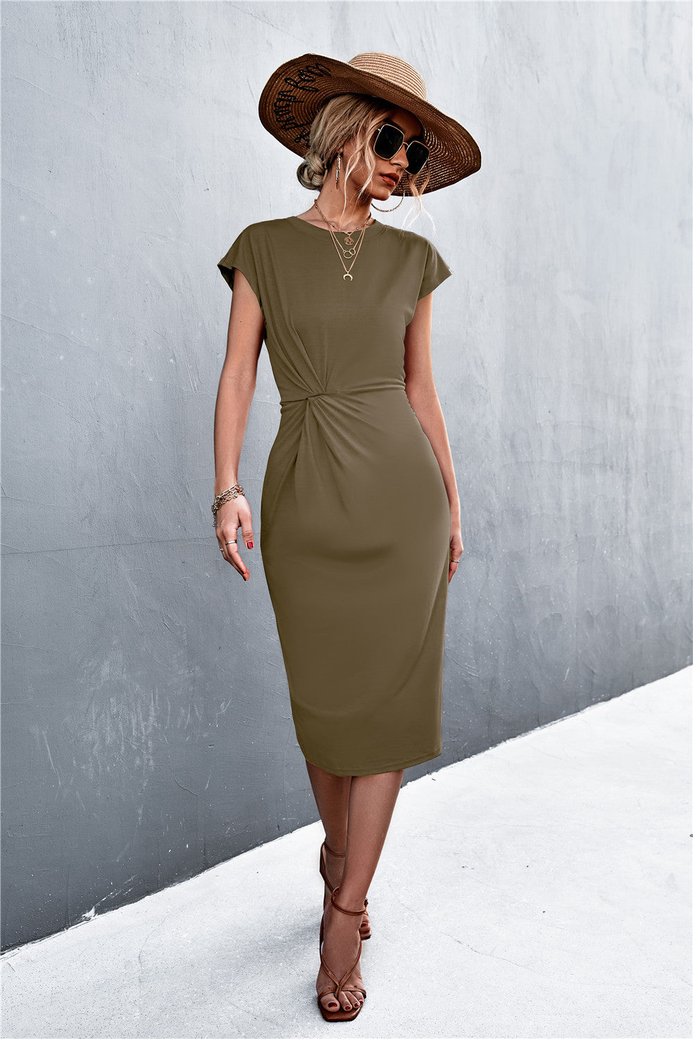 Damen Stretchkleid mit raffinierter Drapierung EB