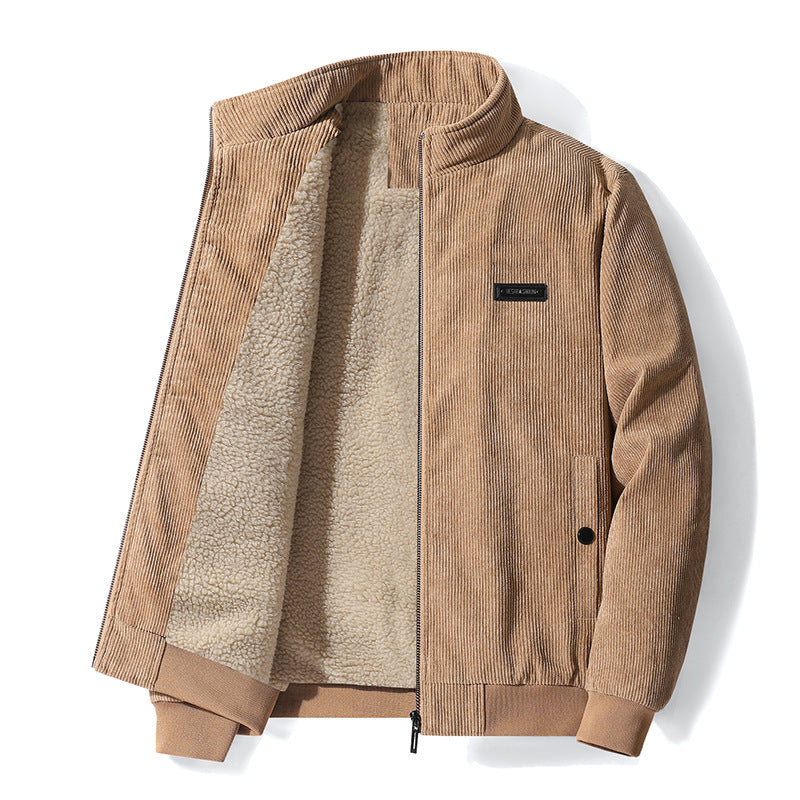 Herren nan gefütterte Cordjacke mit Teddyfutter und Stehkragen EB