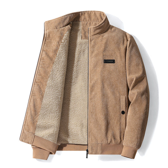 Herren nan gefütterte Cordjacke mit Teddyfutter und Stehkragen EB