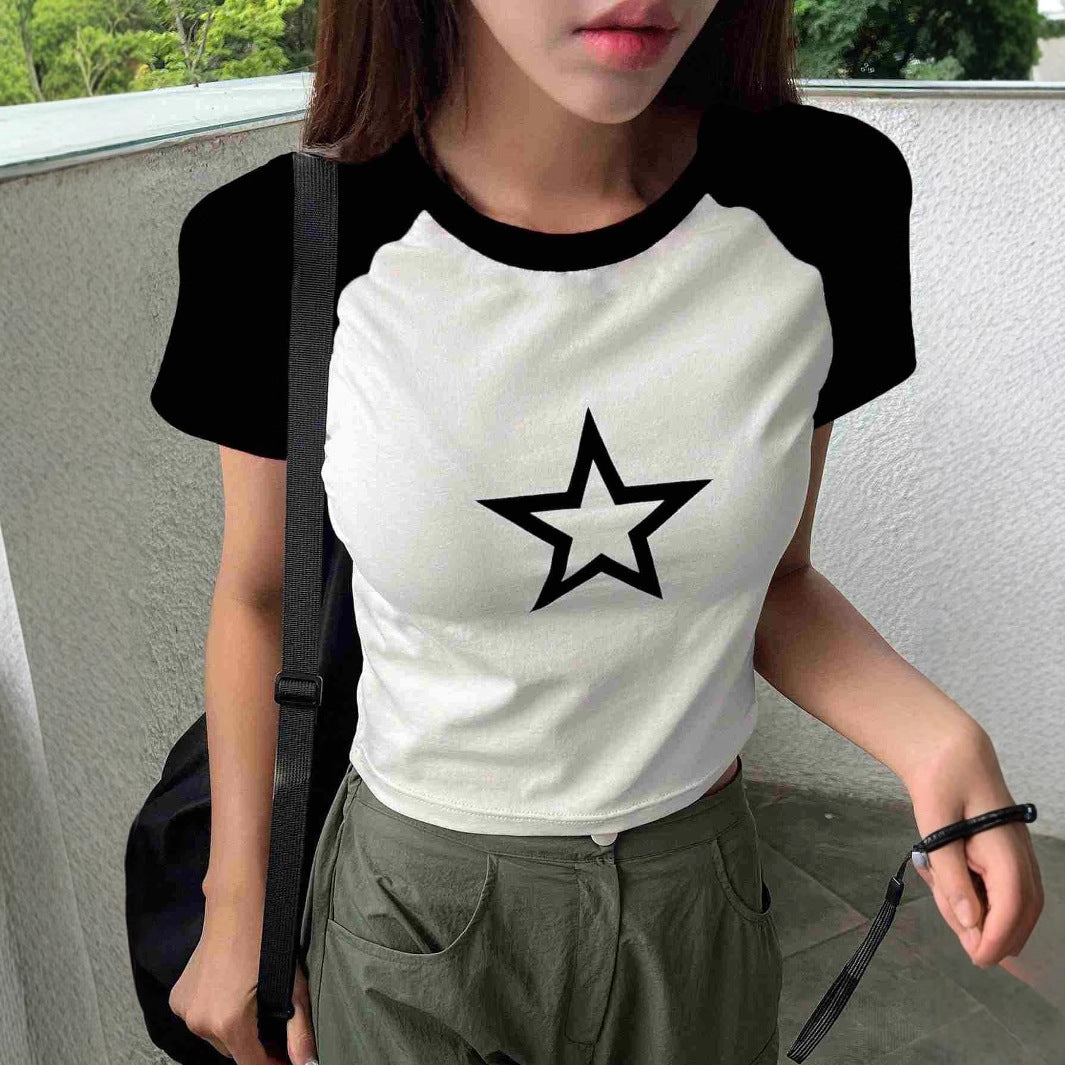 Damen Crop-T-Shirt mit stylischem Sternmotiv und bequemer Passform EB