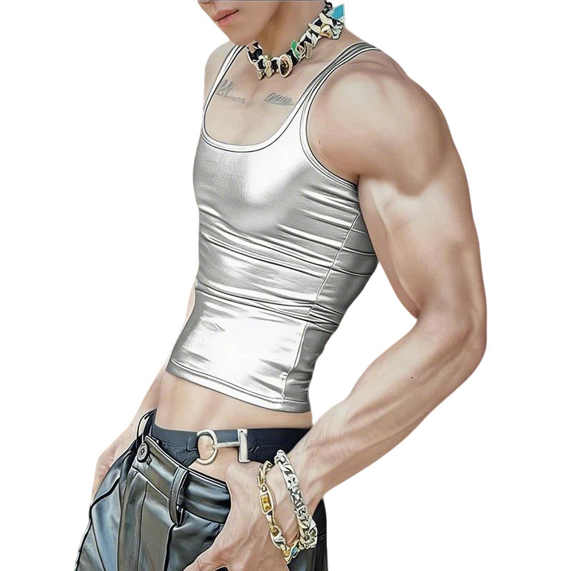 Damen nan tailliertes Glanz-Tanktop mit Racerback und feiner Nahtverarbeitung EB
