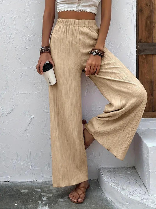 Damen Weite Plisséhose mit elastischem Bund und elegantem Fall EB