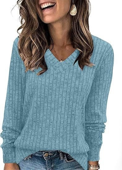 Damen eleganter V-Ausschnitt Pullover EB