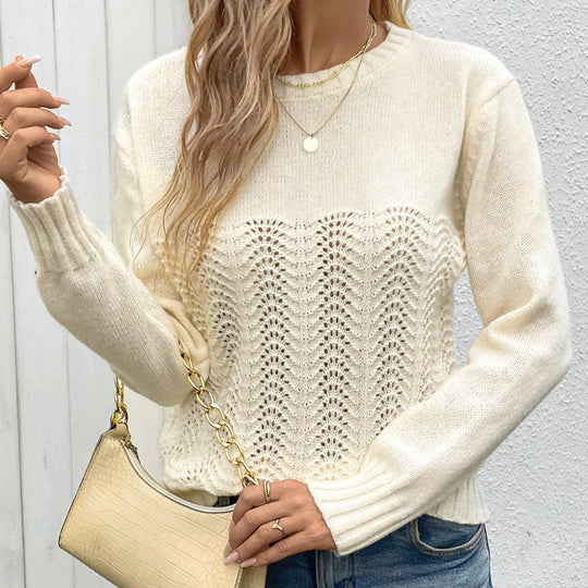 Damen Strickpullover mit raffiniertem Wellenmuster sowie hoher Flexibilität EB