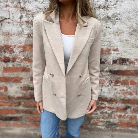 Damen eleganter und bequemer Blazer mit doppelter Knopfleiste EB
