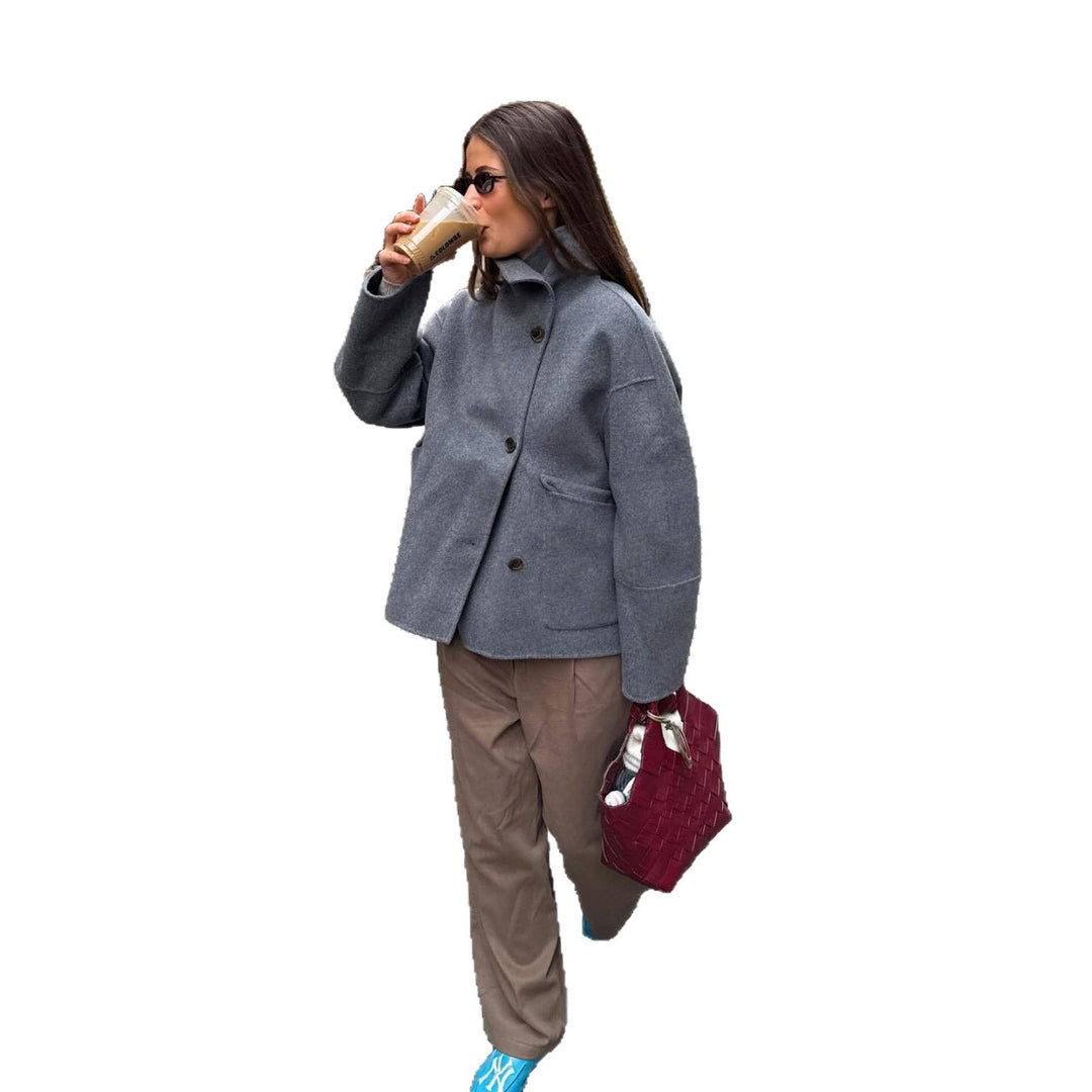 Damen Modische Oversized-Jacke aus hochwertigem Wollmix EB