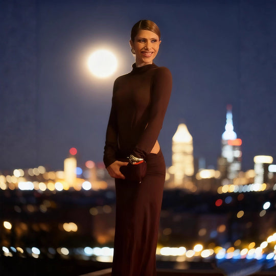 Damen Elegantes Wickelkleid mit langen Ärmeln und Raffungen EB