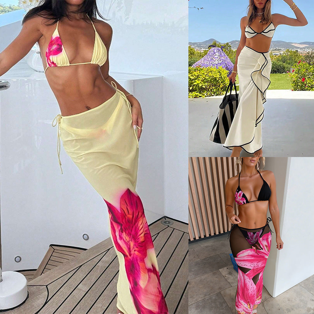 Damen Strand-Bikini-Set mit lässigem Maxi-Rock EB