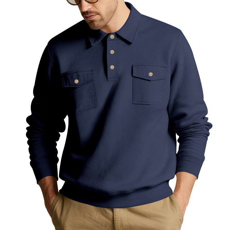 Herren nan Pullover mit Polokragen und aufgesetzten Brusttaschen EB