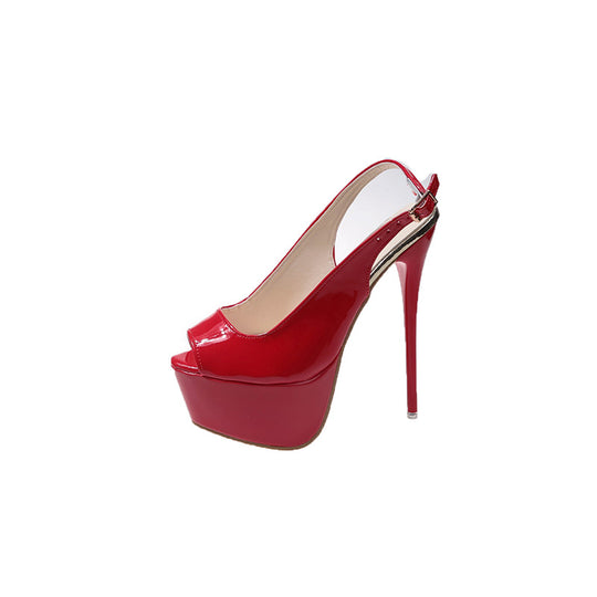Damen Peeptoe High Heels mit offenem Fersenbereich und Stiletto-Absatz EB