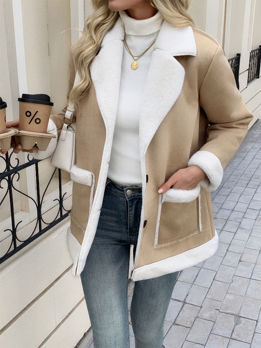Damen Modische und gemütliche Jacke mit Teddyfutter EB