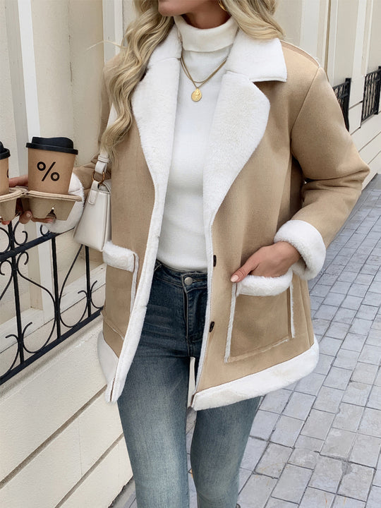 Damen Modische und gemütliche Jacke mit Teddyfutter EB
