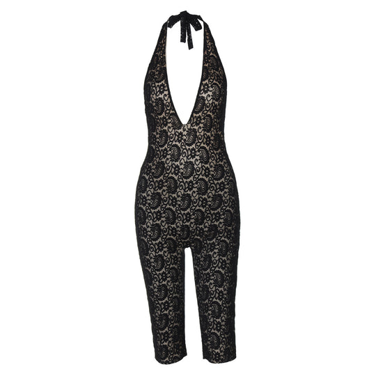 Damen Eleganter Jumpsuit aus feiner Spitze EB