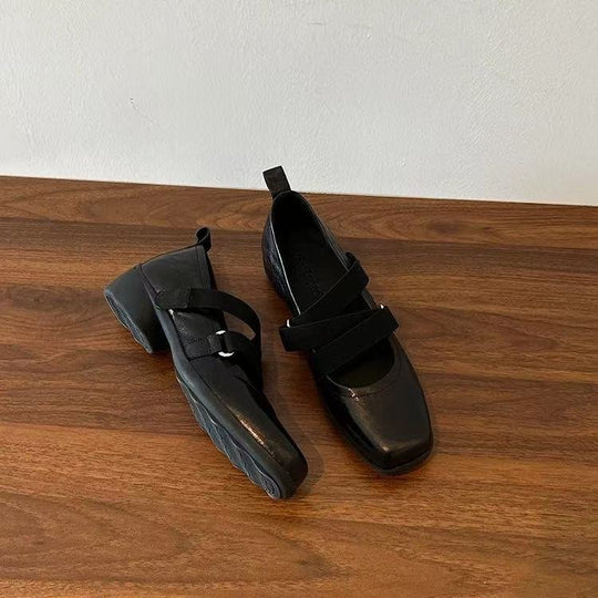 Damen elegante Ballerina-Pantoletten mit modischem Riemchen EB