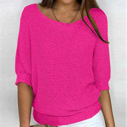 Damen nan legerer kastiger Feinstrickpullover mit weitem Ausschnitt EB