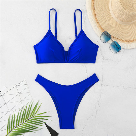 Damen Triangelbikini mit hoch geschnittenem Slip und verstellbaren Trägern EB