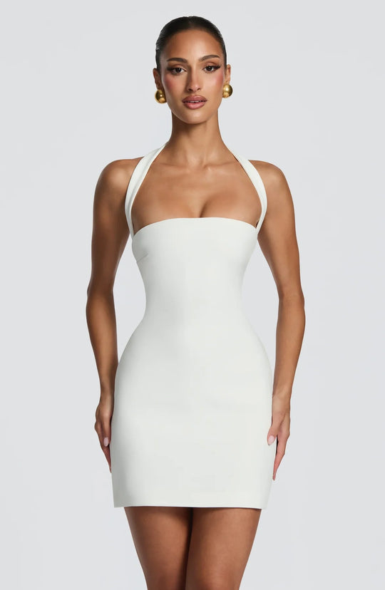 Damen elegantes Halterkleid mit figurbetonter Silhouette EB