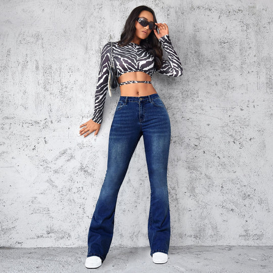 Damen Flared Jeans im eleganten Schnitt mit hohem Bund EB